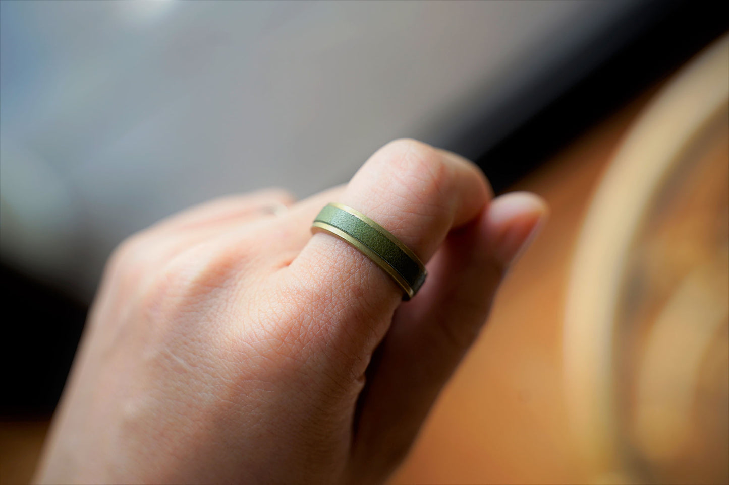 レザーと真鍮のリング（3ｍｍ）